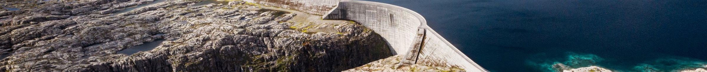 Aerial photo of dam and reservoir